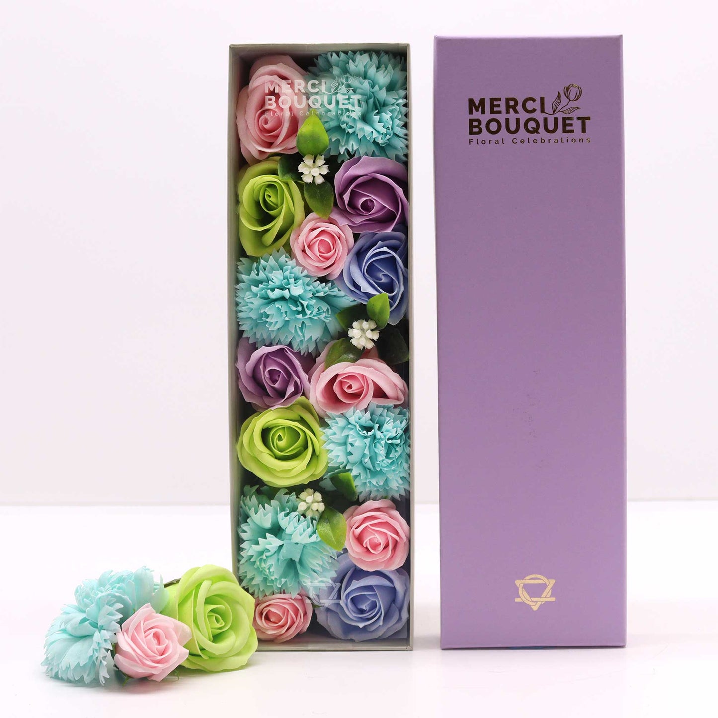 Long Box Flower Shaped Soap Gift Boxes - Blues Collection