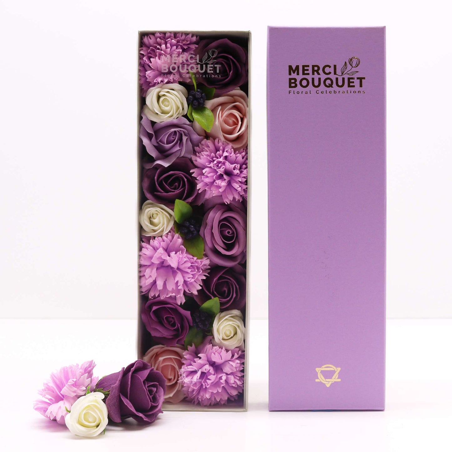 Long Box Flower Shaped Soap Gift Boxes - Lavender and Rose and Carnation Collection
