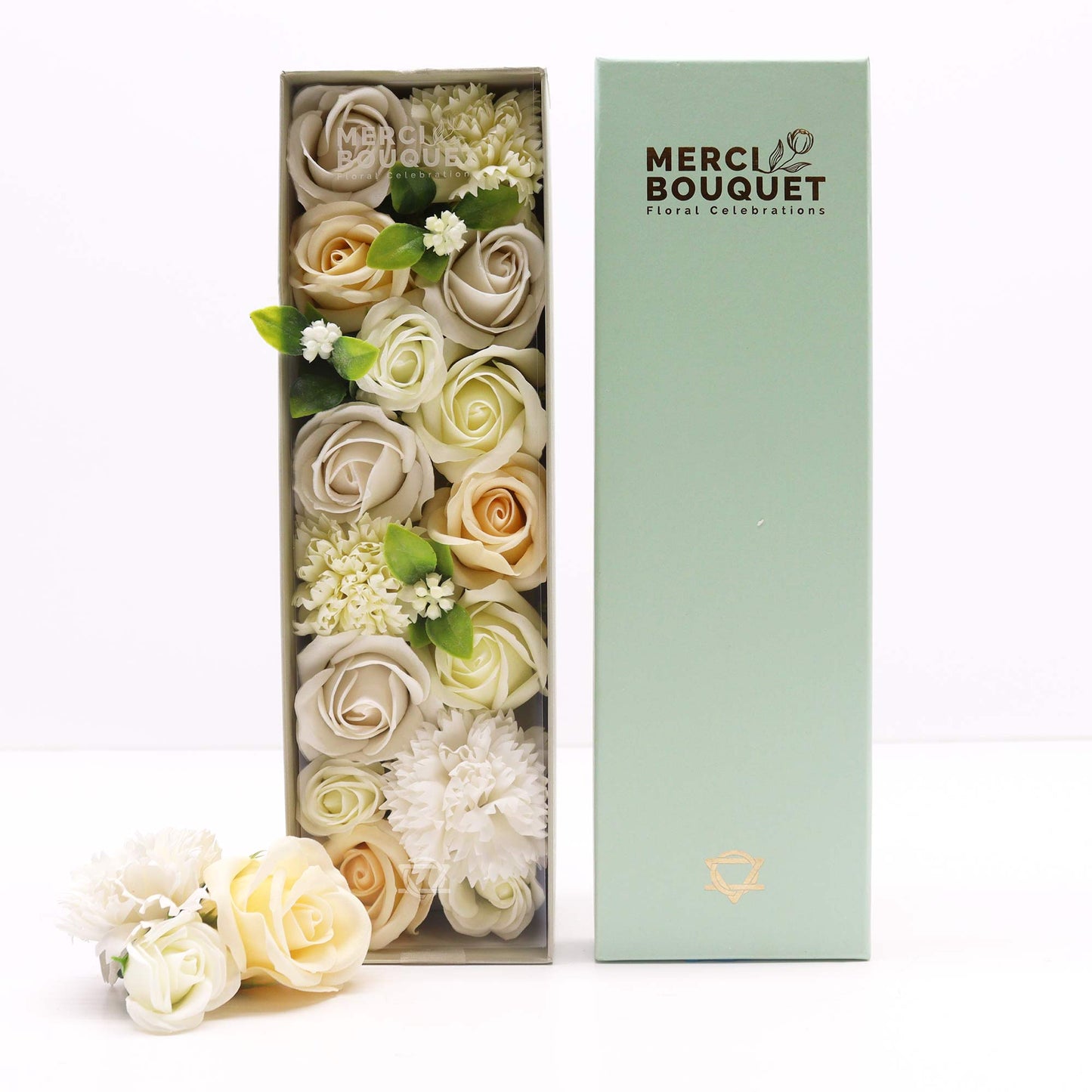Long Box Flower Shaped Soap Gift Boxes - White and Ivory Collection