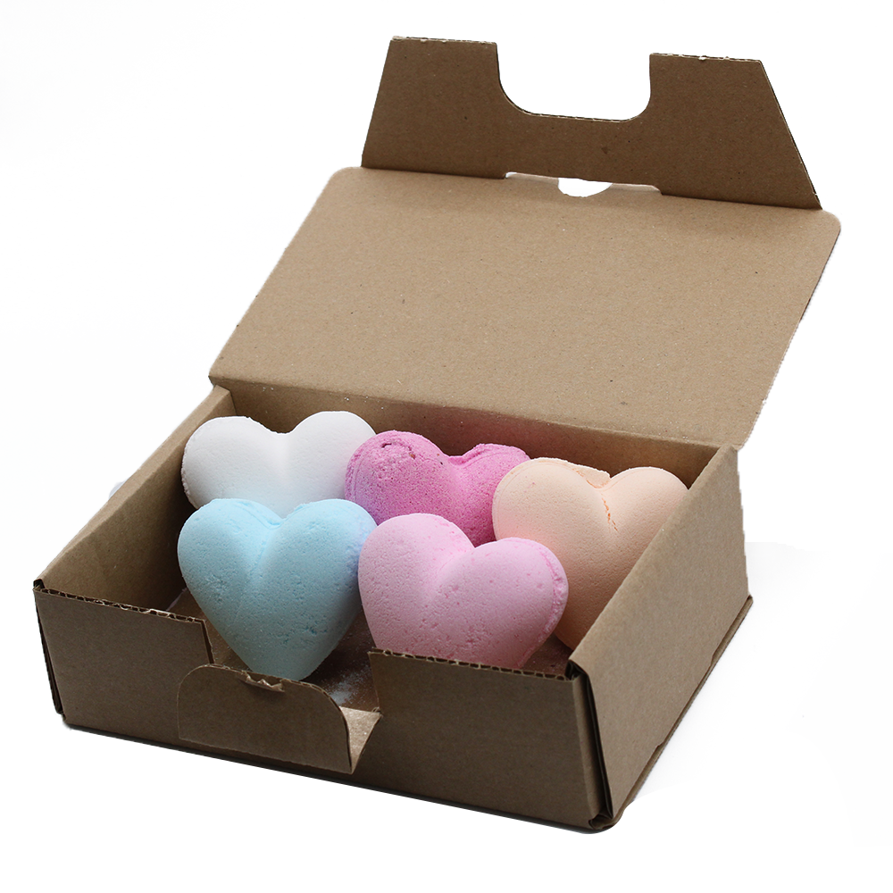 Mix of Coloured Love Heart Scented Bath Bombs in a Gift Box