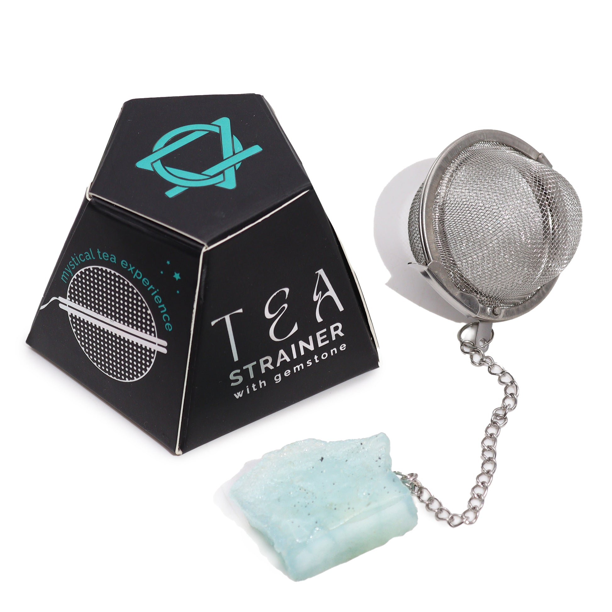 Raw Crystal Gemstone Tea Strainer with Aquamarine for MENTAL CLARITY with Gift Box