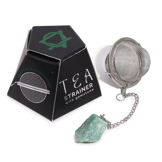 Raw Crystal Gemstone Tea Strainer with Green Aventurine for PROSPERITY with Gift Box