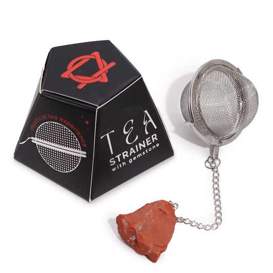 Raw Crystal Gemstone Tea Strainer with Red Jasper for JOY with Gift Box