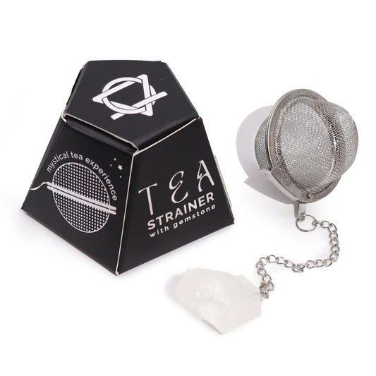 Raw Crystal Gemstone Tea Strainer with Rock Quartz for BALANCE with Gift Box