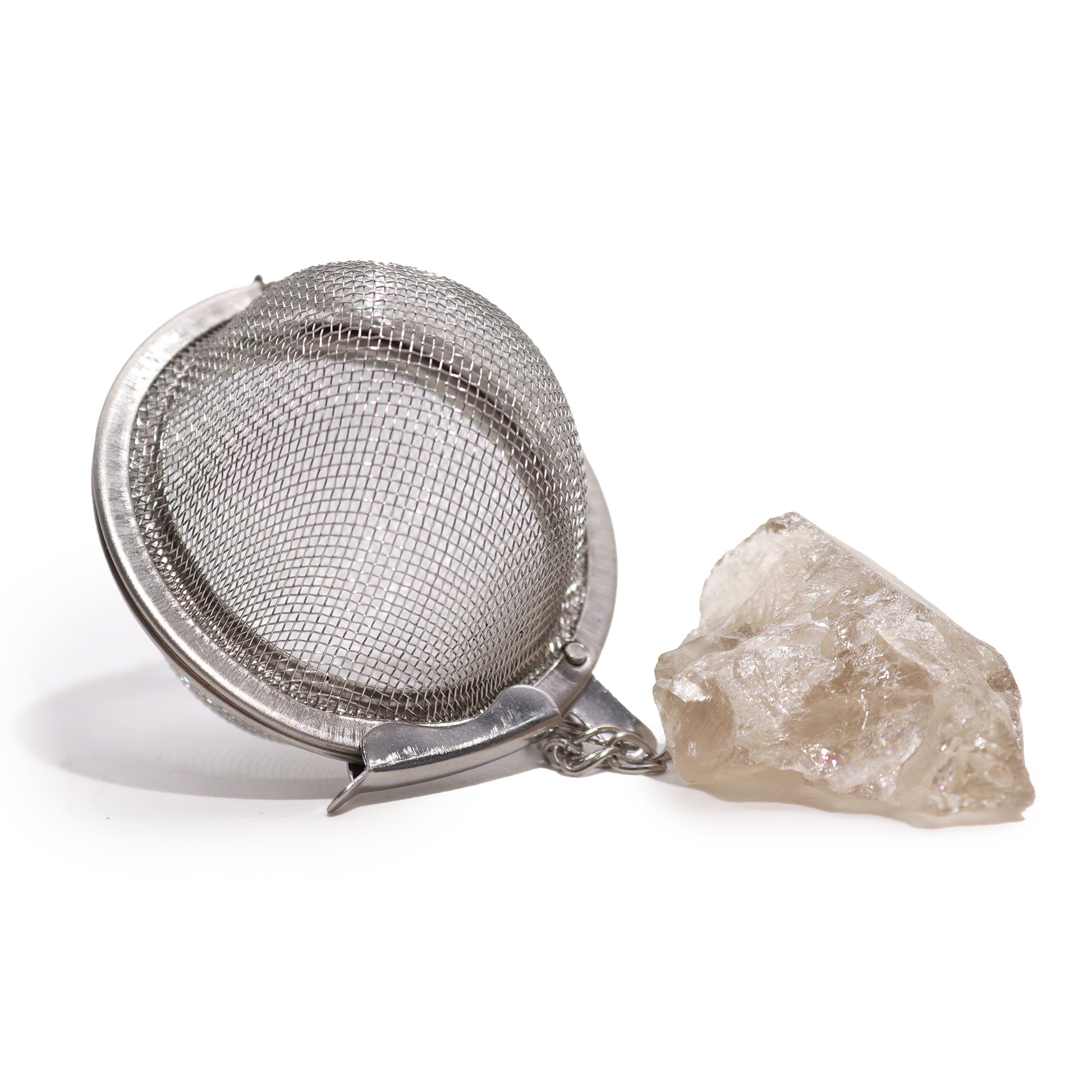 Raw Crystal Gemstone Tea Strainer with Smoky Quartz for INTUITION