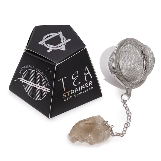 Raw Crystal Gemstone Tea Strainer with Smoky Quartz for INTUITION with Gift Box
