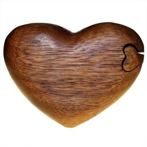 Single Heart Handmade Balinese Sheesham Suman Wood Magic Compartment Box with Meanings