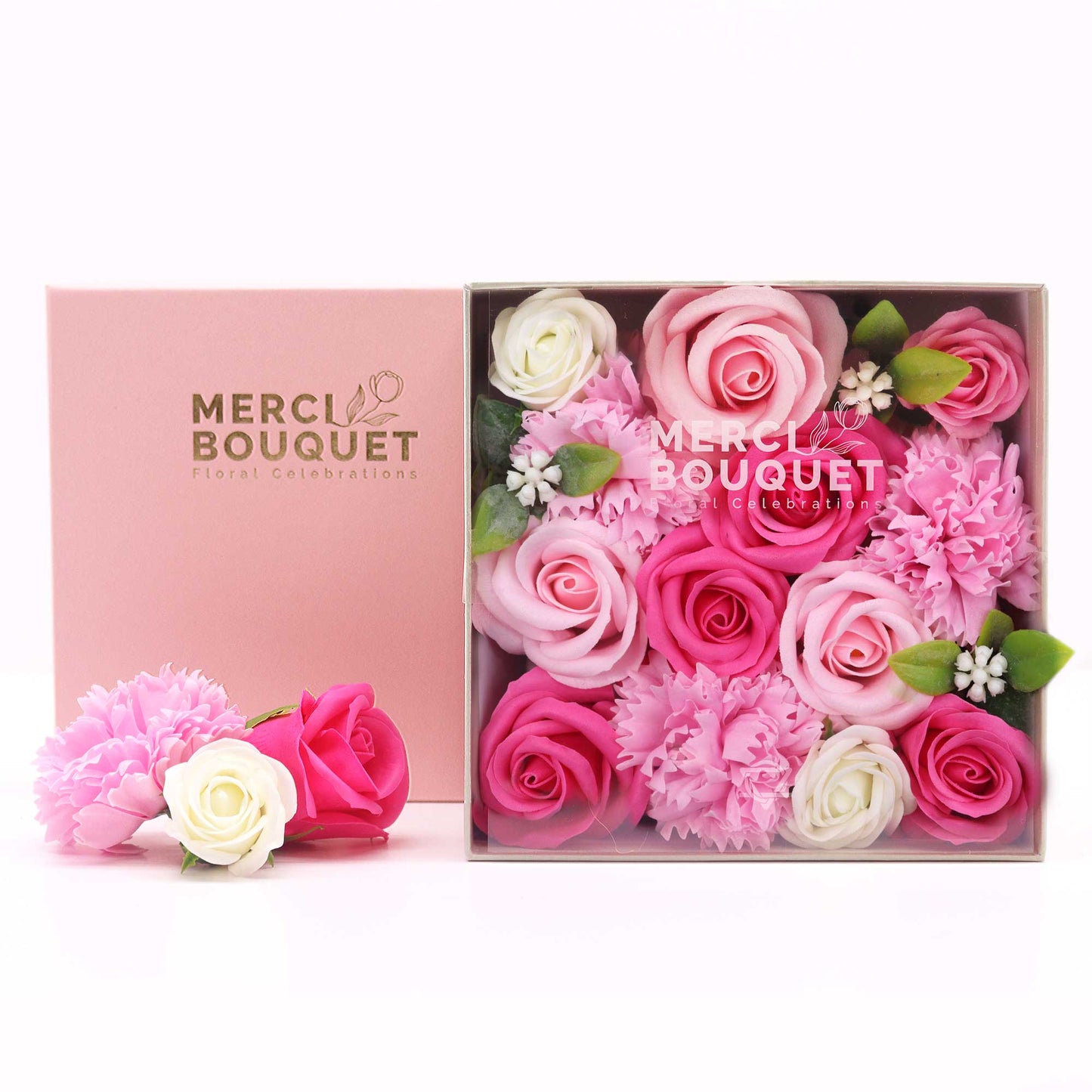 Square Box Flower Shaped Soap Gift Boxes - Pink Collection