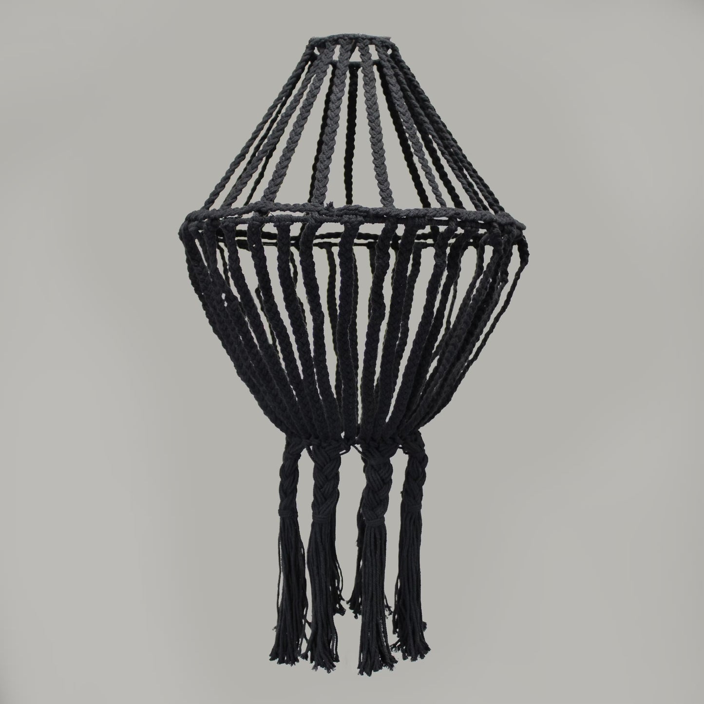 Handcrafted Macrame Soft Cotton Drop Chandelier - Black