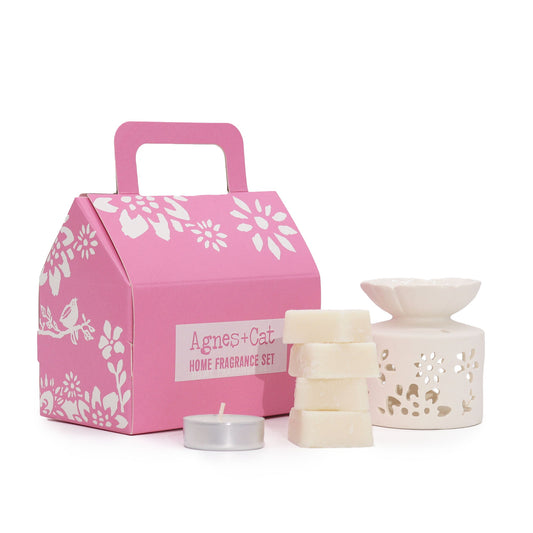 Handmade Home Fragrance Gift Set - Tea and Roses product packaging on clean background from Quintessential Holistic Health Ltd