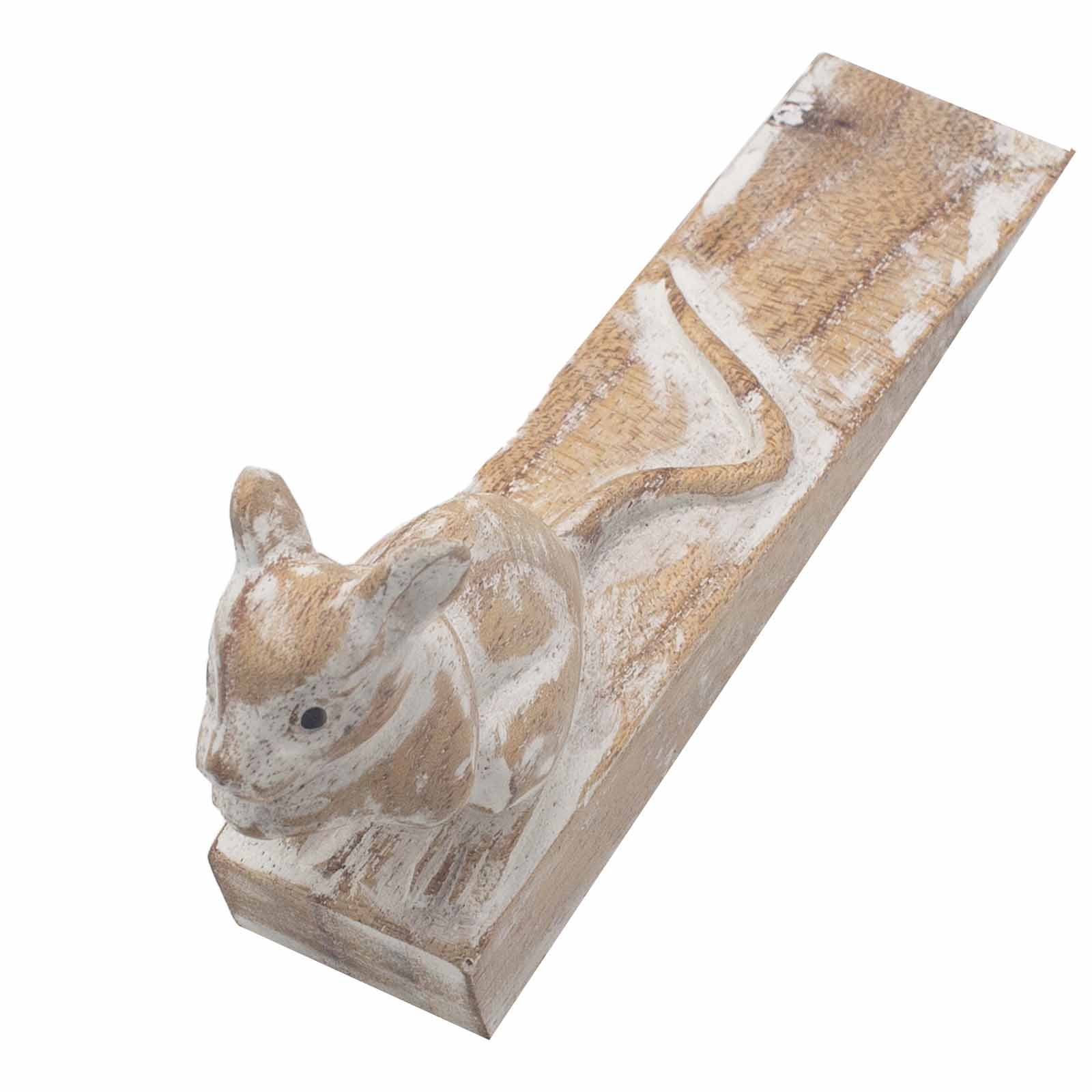 Hand-Carved Eco-Friendly Wooden Animal Doorstop - Dormouse product packaging on clean background from Quintessential Holistic Health Ltd