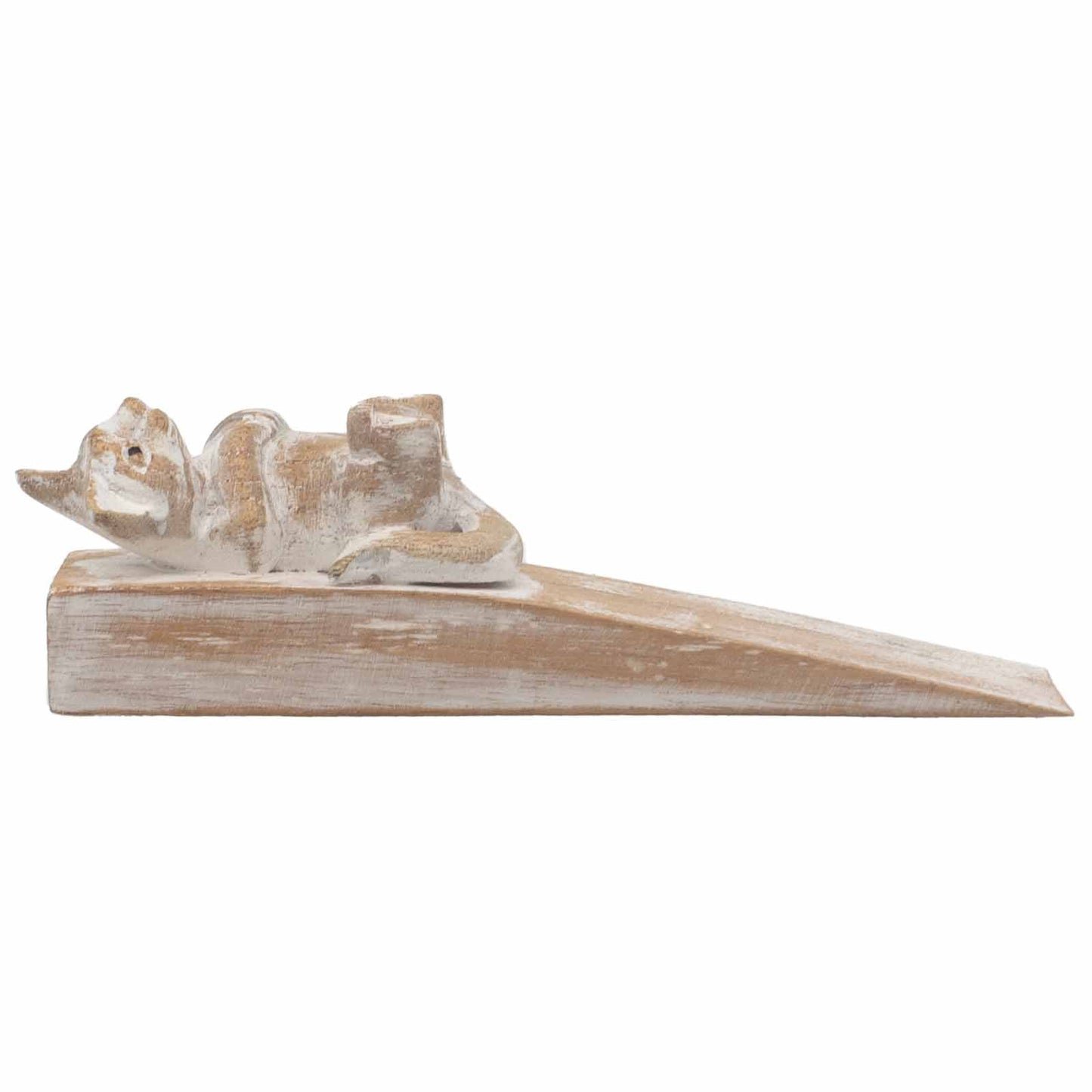 Hand-Carved Eco-Friendly Wooden Animal Doorstop - Kitten product packaging on clean background from Quintessential Holistic Health Ltd