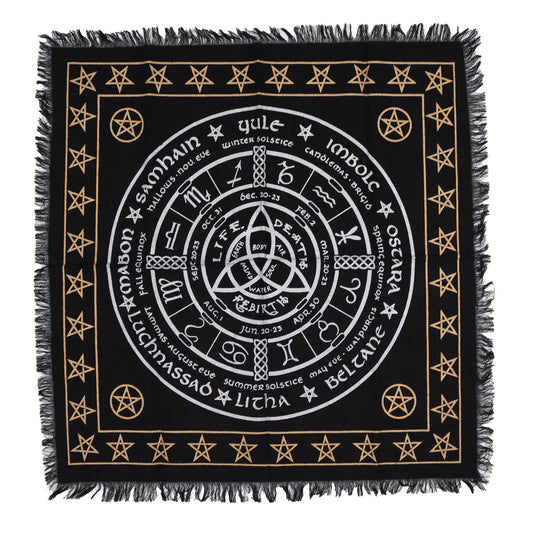 Esoteric Cotton Altar Cloth - Life, Death and Rebirth product packaging on clean background from Quintessential Holistic Health Ltd