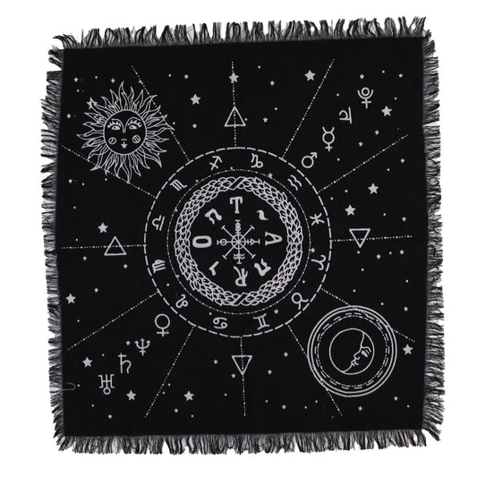 Esoteric Cotton Altar Cloth - Sun and Moon product packaging on clean background from Quintessential Holistic Health Ltd