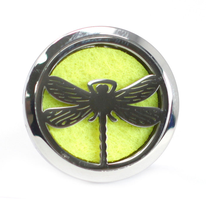 Car Essential Oil Air Freshener Diffuser Kit inc 10 Refill Pads - Dragonfly product packaging on clean background from Quintessential Holistic Health Ltd