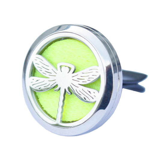 Car Essential Oil Air Freshener Diffuser Kit inc 10 Refill Pads - Dragonfly product packaging on clean background from Quintessential Holistic Health Ltd