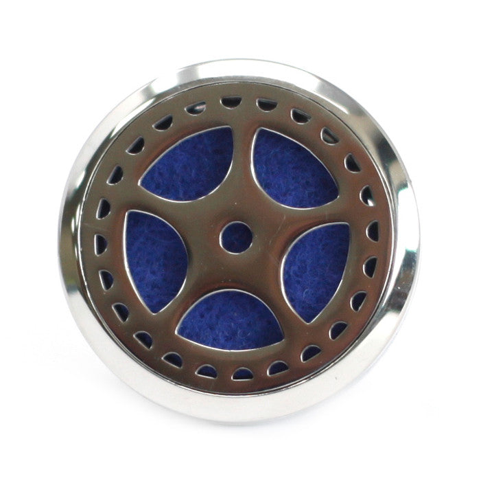 Car Essential Oil Air Freshener Diffuser Kit inc 10 Refill Pads - Auto Wheel product packaging on clean background from Quintessential Holistic Health Ltd
