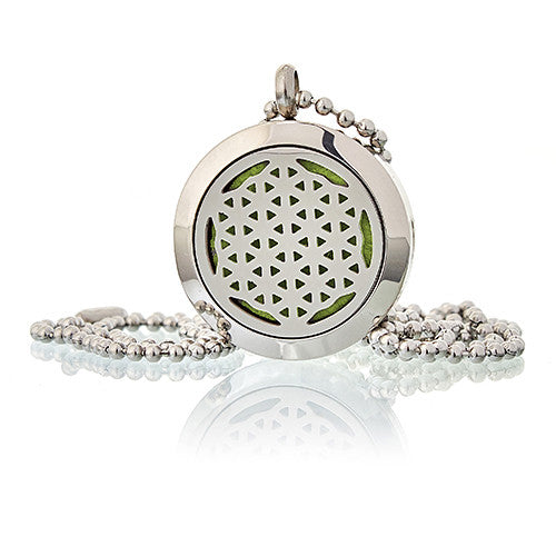 Aromatherapy Essential Oil Chain Necklace - Small / Flower of Life product packaging on clean background from Quintessential Holistic Health Ltd