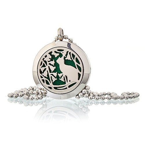 Aromatherapy Essential Oil Chain Necklace - Small / Cat and Flowers product packaging on clean background from Quintessential Holistic Health Ltd