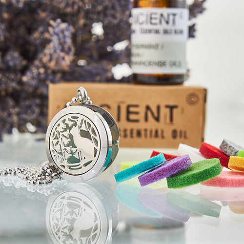 Aromatherapy Essential Oil Chain Necklace - Small / Cat and Flowers product packaging on clean background from Quintessential Holistic Health Ltd