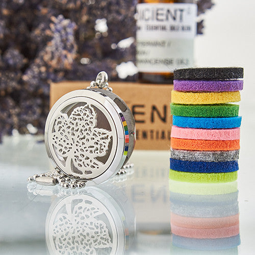 Aromatherapy Essential Oil Chain Necklace - Large / Leaf product packaging on clean background from Quintessential Holistic Health Ltd