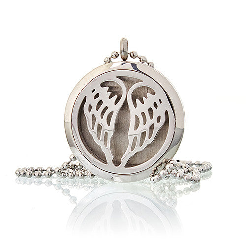 Aromatherapy Essential Oil Chain Necklace - Large / Angel Wings product packaging on clean background from Quintessential Holistic Health Ltd