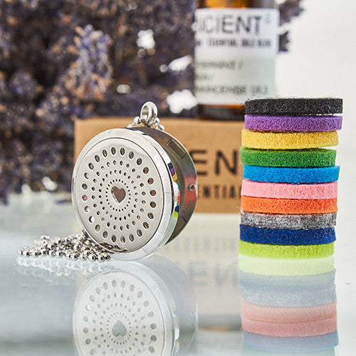 Aromatherapy Essential Oil Chain Necklace - Large / Heart product packaging on clean background from Quintessential Holistic Health Ltd