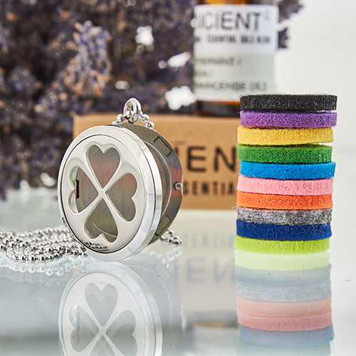 Aromatherapy Essential Oil Chain Necklace - Large / Four Leaf Clover product packaging on clean background from Quintessential Holistic Health Ltd