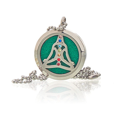 Aromatherapy Essential Oil Chain Necklace - Large / Yoga Chakra product packaging on clean background from Quintessential Holistic Health Ltd