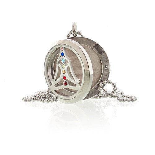 Aromatherapy Essential Oil Chain Necklace - Large / Yoga Chakra product packaging on clean background from Quintessential Holistic Health Ltd