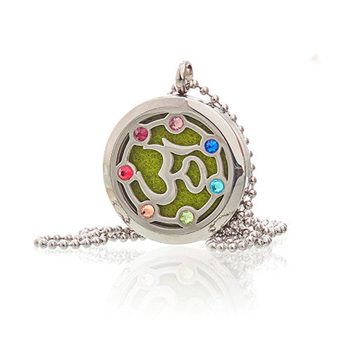 Aromatherapy Essential Oil Chain Necklace - Large / OM Chakra product packaging on clean background from Quintessential Holistic Health Ltd