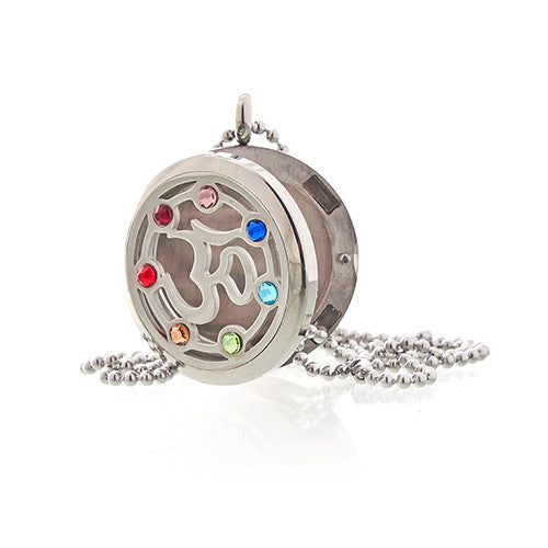 Aromatherapy Essential Oil Chain Necklace - Large / OM Chakra product packaging on clean background from Quintessential Holistic Health Ltd