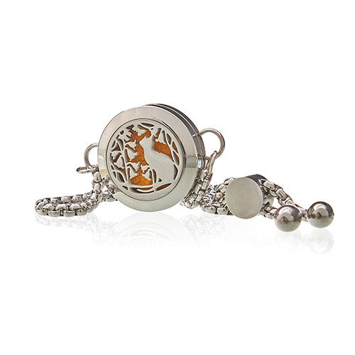Aromatherapy Essential Oil Chain Bracelet - Cat and Flowers product packaging on clean background from Quintessential Holistic Health Ltd