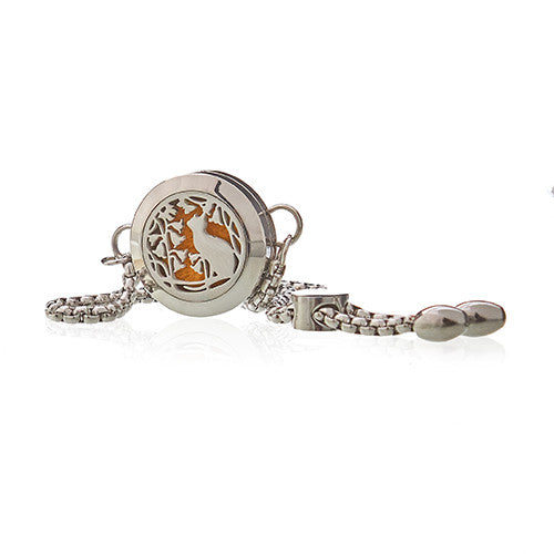 Aromatherapy Essential Oil Chain Bracelet - Cat and Flowers product packaging on clean background from Quintessential Holistic Health Ltd