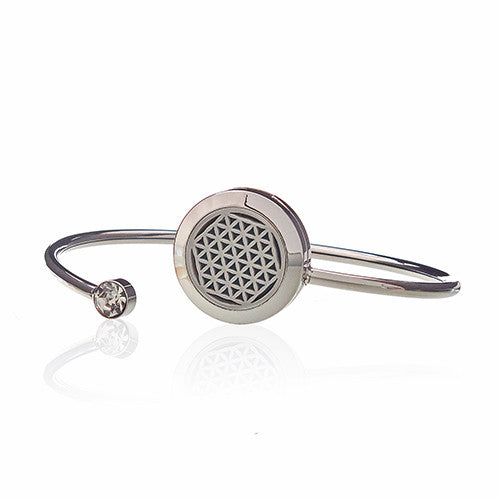 Aromatherapy Essential Oil Crystal Solid Bracelet - Flower of Life product packaging on clean background from Quintessential Holistic Health Ltd