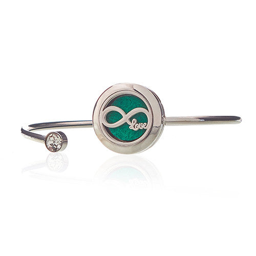 Aromatherapy Essential Oil Crystal Solid Bracelet - Infinite Love product packaging on clean background from Quintessential Holistic Health Ltd