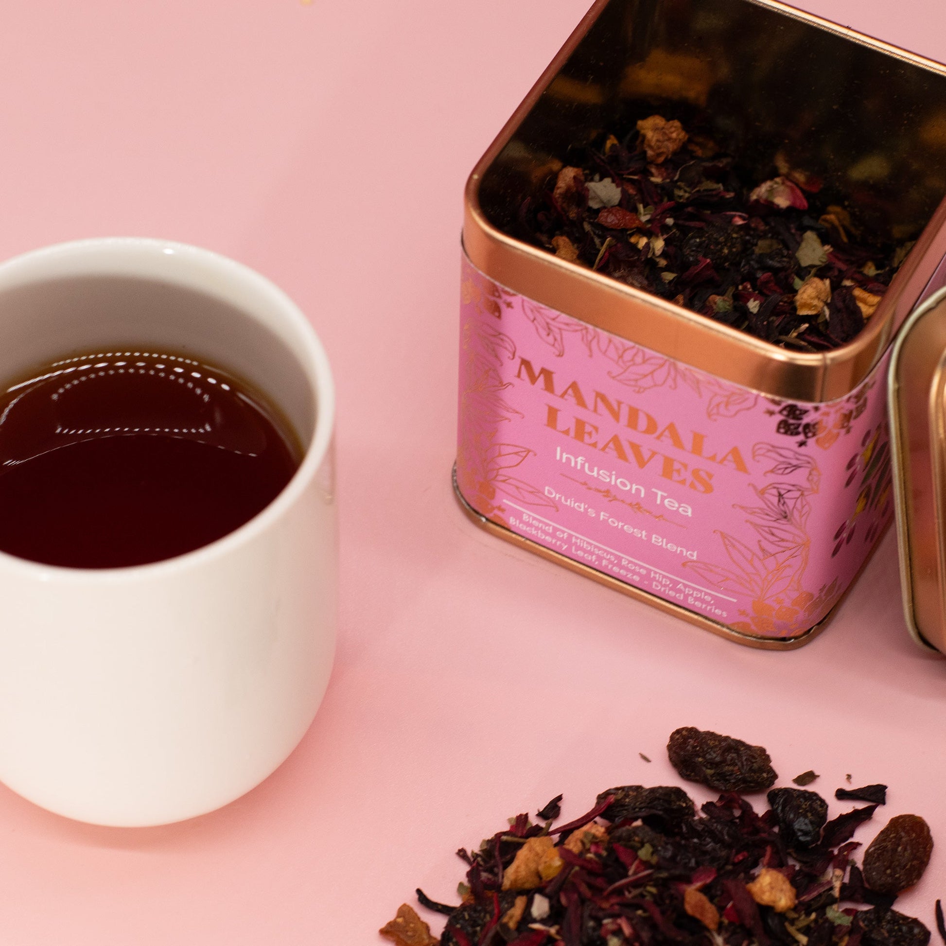 50g Druids Forest Blend Artisan Tea product packaging on clean background from Quintessential Holistic Health Ltd