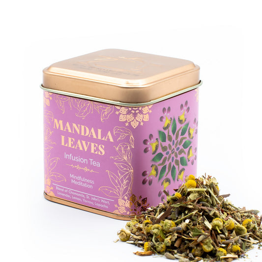 50g Mindfulness Meditation Blend Artisan Tea product packaging on clean background from Quintessential Holistic Health Ltd