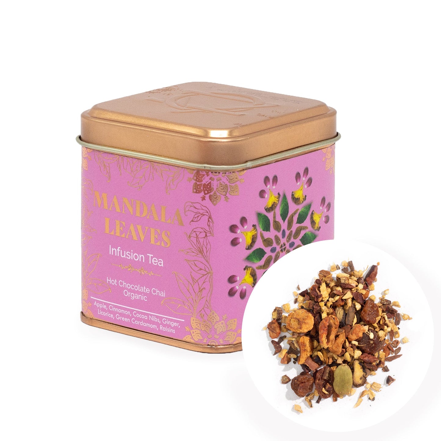 50g Organic Hot Chocolate Chai Infusion product packaging on clean background from Quintessential Holistic Health Ltd