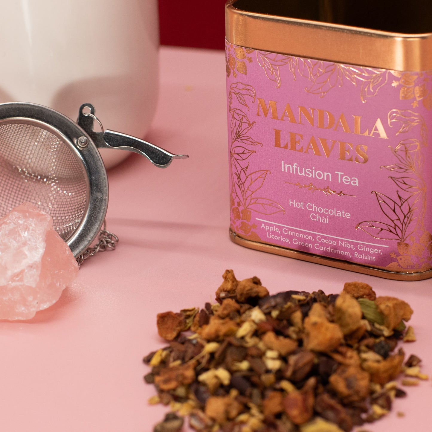 50g Organic Hot Chocolate Chai Infusion product packaging on clean background from Quintessential Holistic Health Ltd