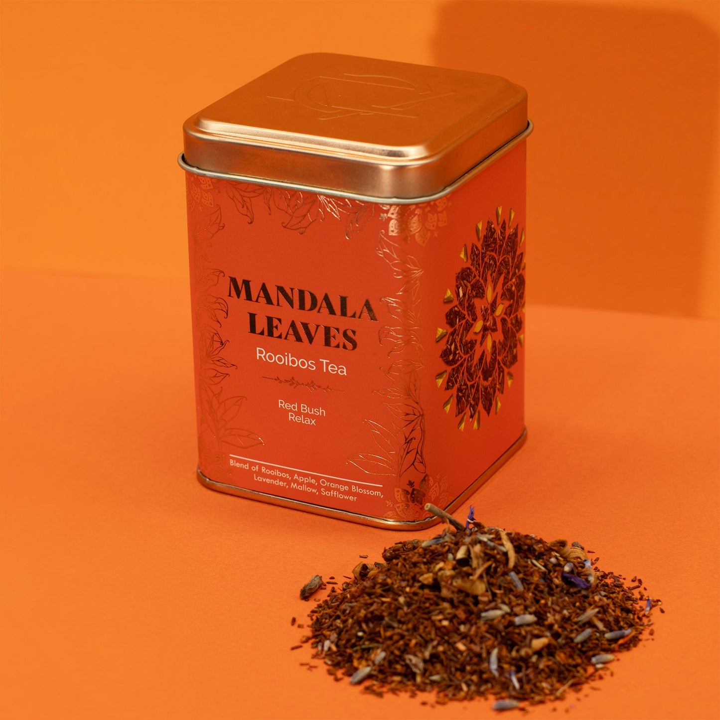 50g Red Bush Relax Blend Artisan Tea product packaging on clean background from Quintessential Holistic Health Ltd