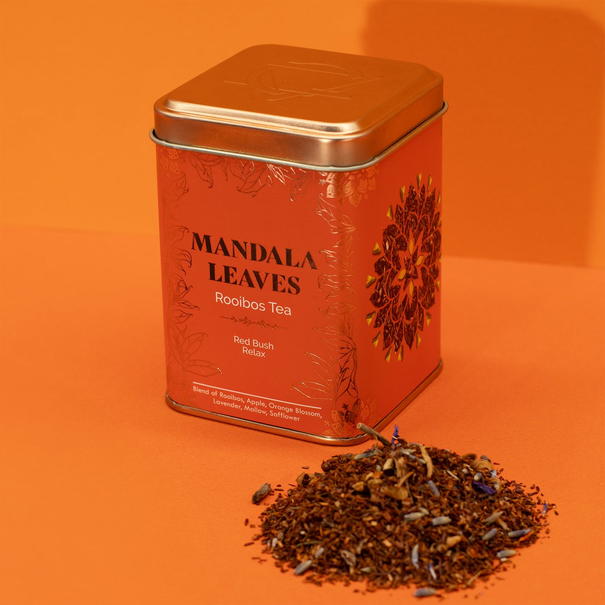 50g Red Bush Relax Blend Artisan Tea product packaging on clean background from Quintessential Holistic Health Ltd