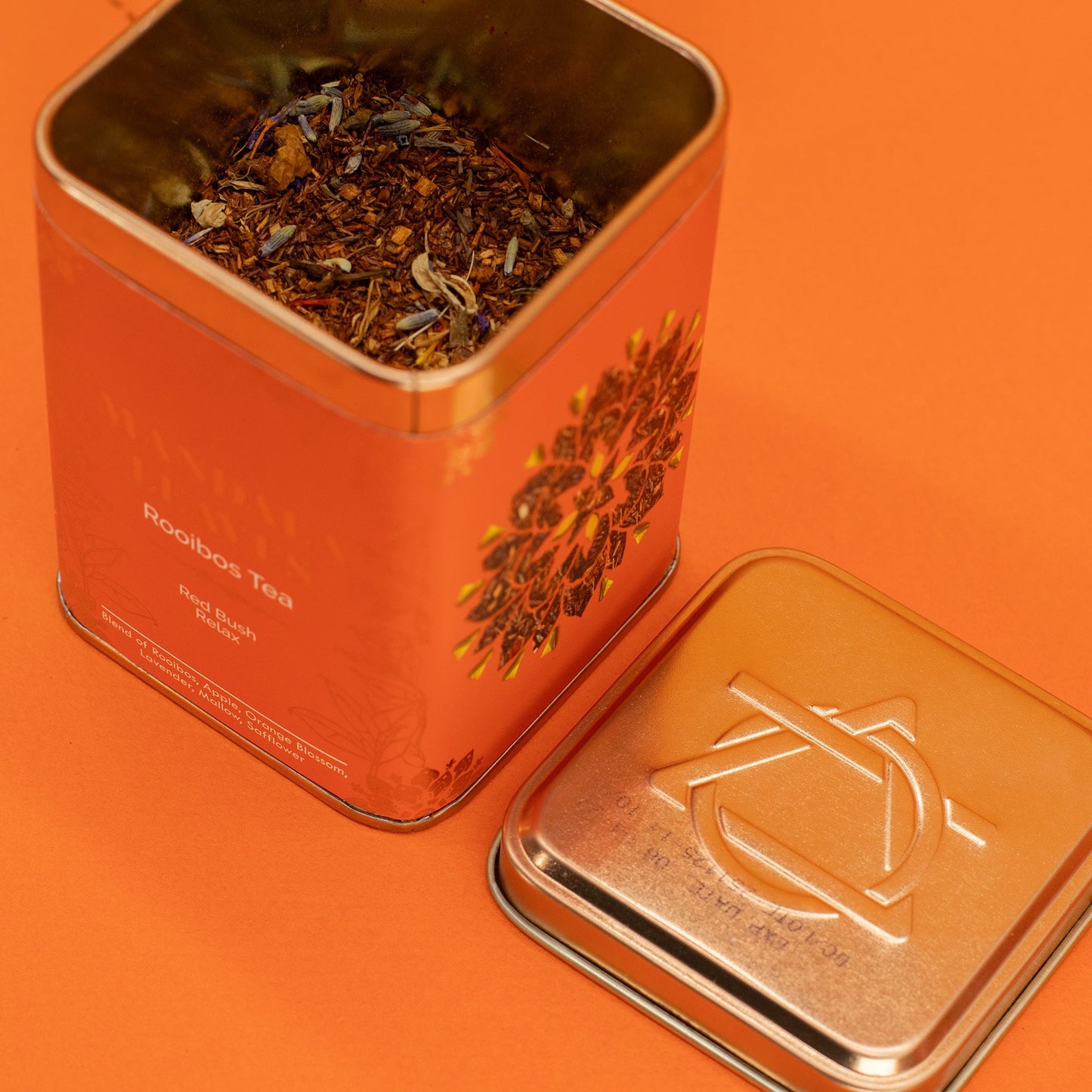 50g Red Bush Relax Blend Artisan Tea product packaging on clean background from Quintessential Holistic Health Ltd