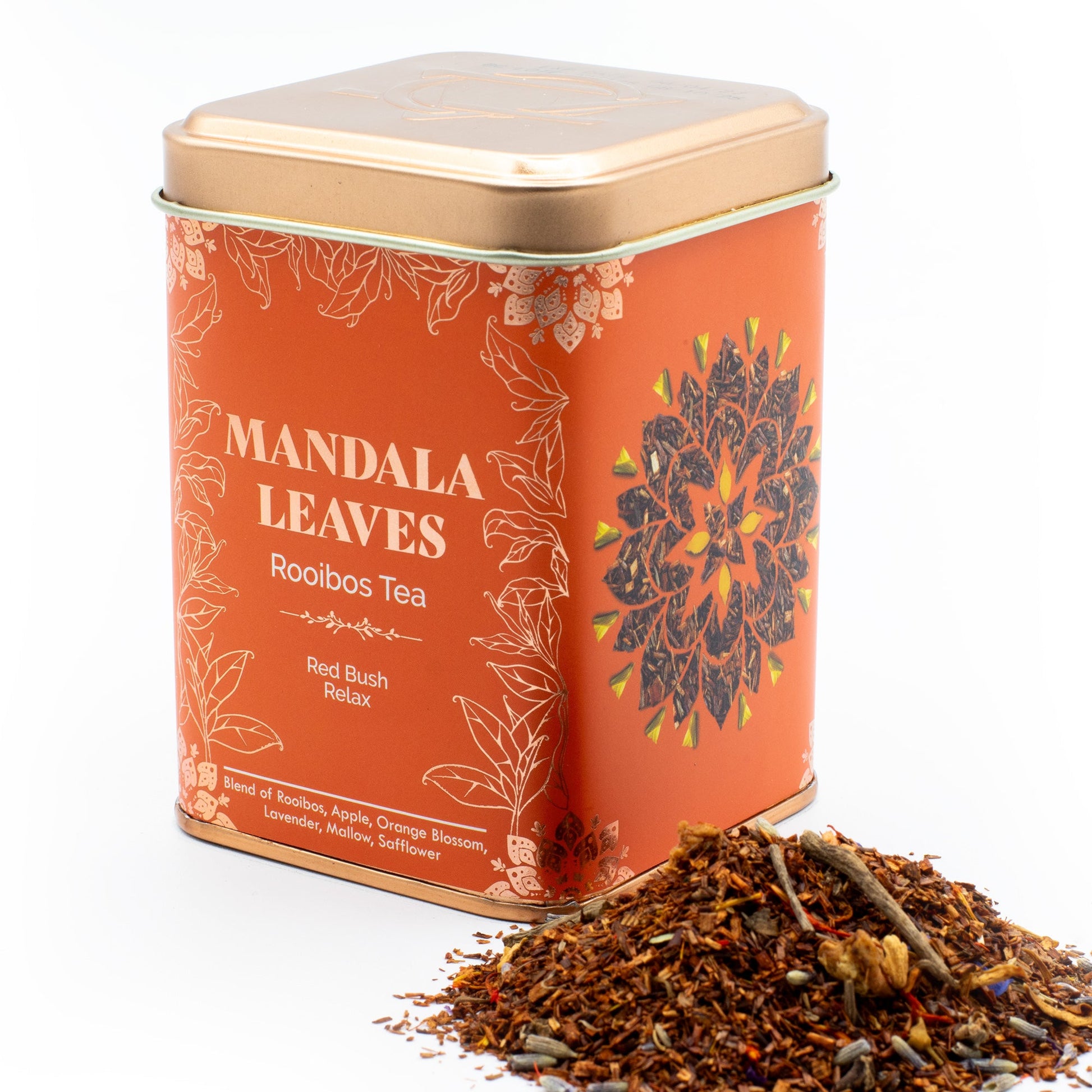 50g Red Bush Relax Blend Artisan Tea product packaging on clean background from Quintessential Holistic Health Ltd