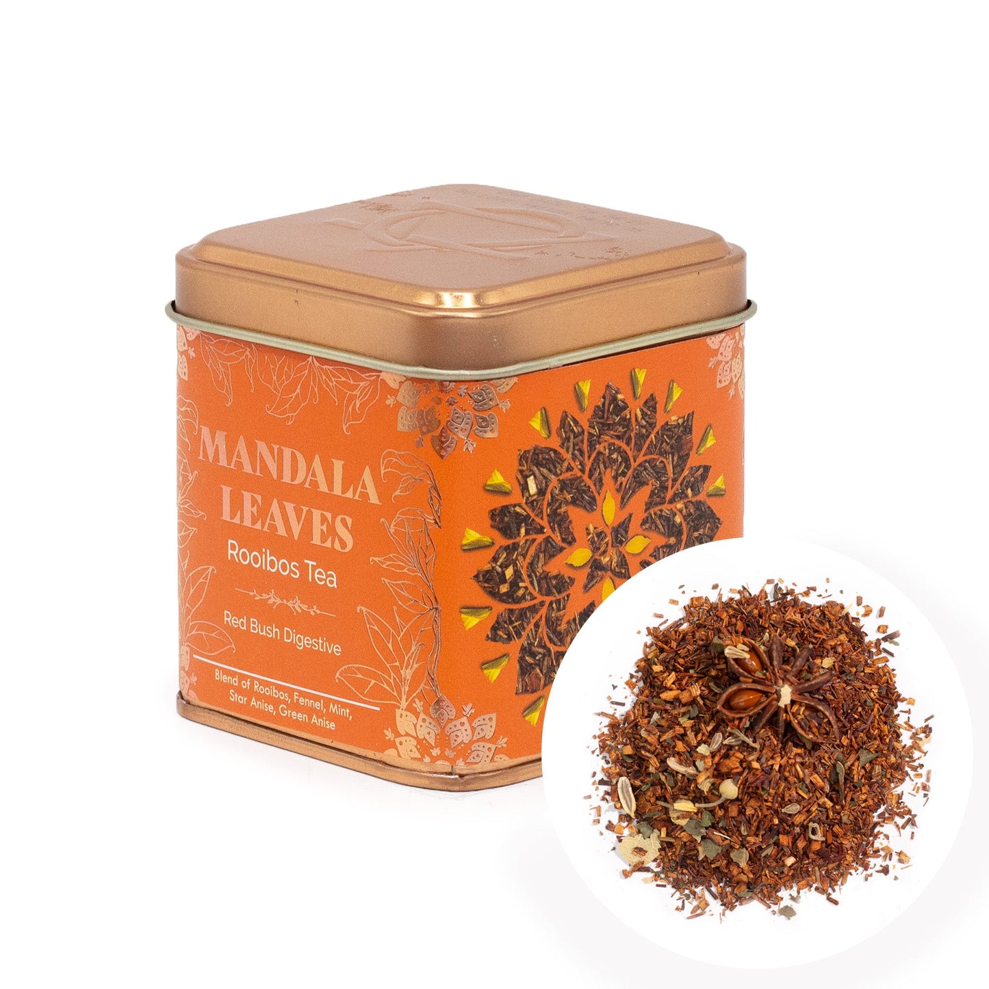 50g Red Bush Digestive Blend Artisan Tea product packaging on clean background from Quintessential Holistic Health Ltd