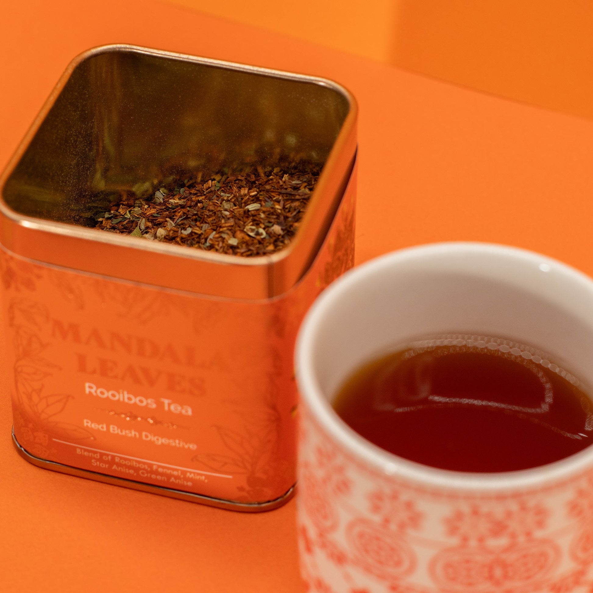 50g Red Bush Digestive Blend Artisan Tea product packaging on clean background from Quintessential Holistic Health Ltd