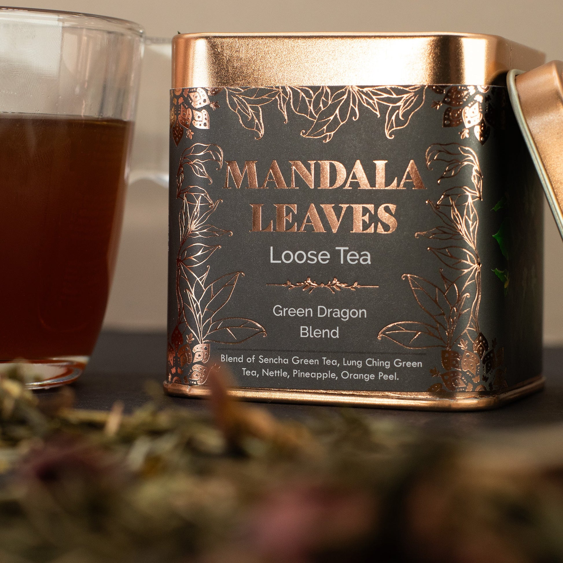 50g Green Dragon Blend Artisan Tea product packaging on clean background from Quintessential Holistic Health Ltd