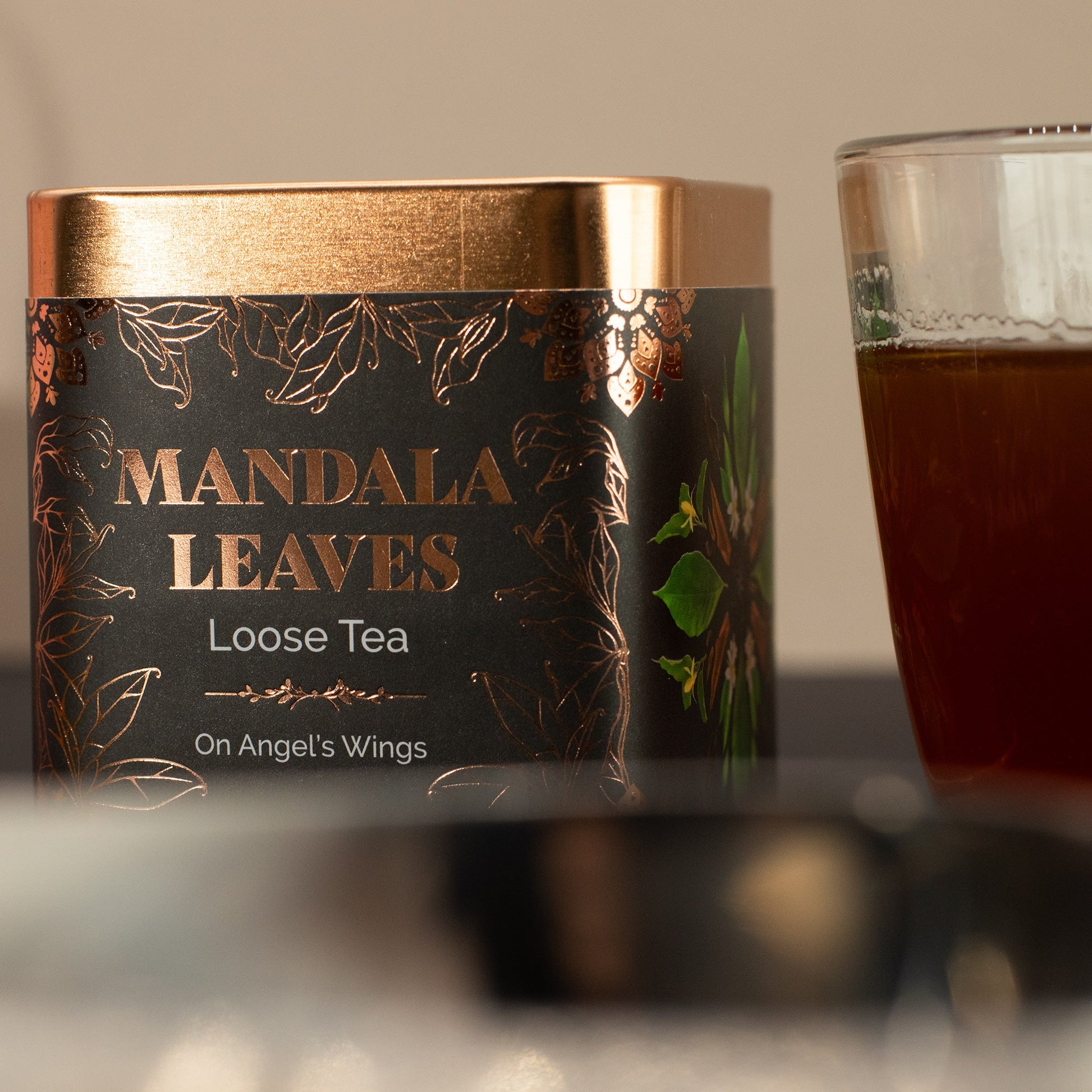 50g On Angels Wings Blend Artisan Tea product packaging on clean background from Quintessential Holistic Health Ltd