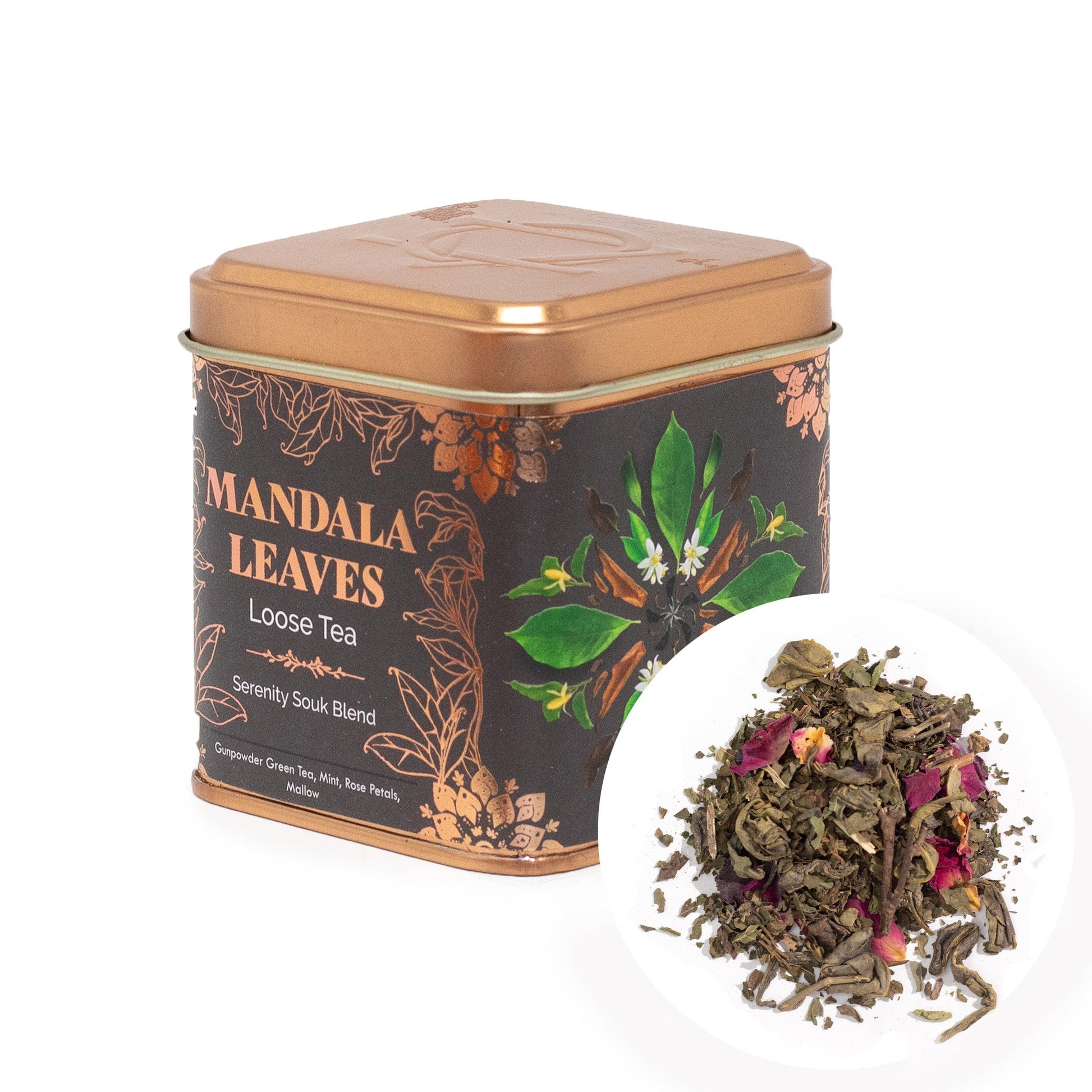 50g Serenity Souk Blend Blend Artisan Tea product packaging on clean background from Quintessential Holistic Health Ltd