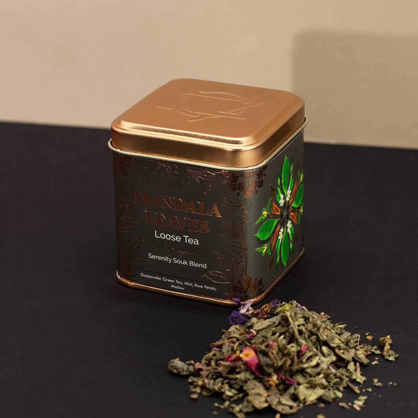 50g Serenity Souk Blend Blend Artisan Tea product packaging on clean background from Quintessential Holistic Health Ltd